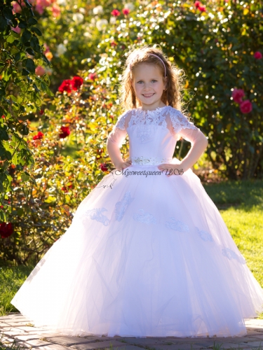 White Pink Lace Holiday Dress